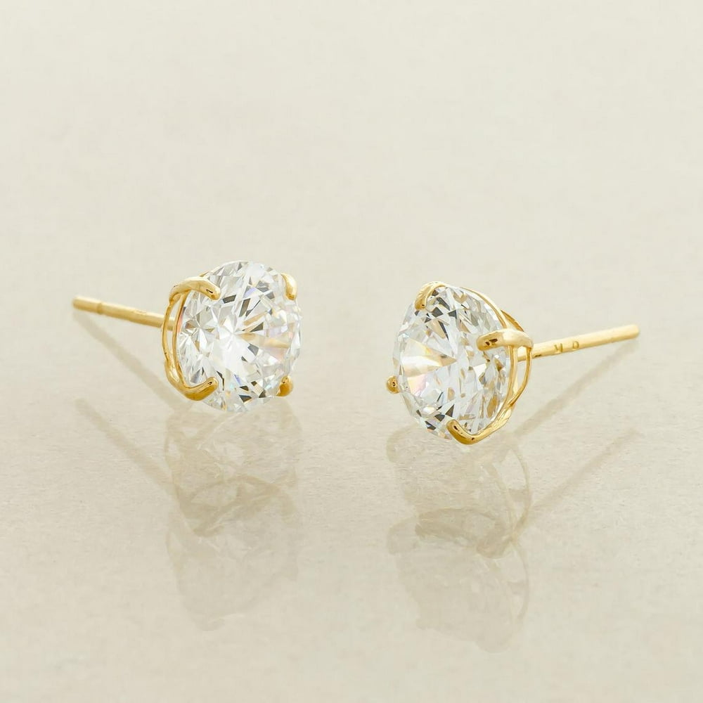 Anygolds Anygolds 14K Real Solid Gold 6 mm Round Stud Earrings made