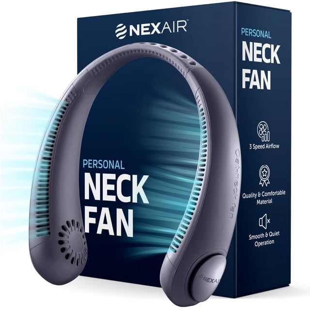 Ventilador de cuello NEXAIR portátil sin aspas, 3 velocidades, 2400 mAh