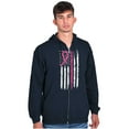 thumbnail image 5 of Breast Cancer Pink Line American Flag Zip Hoodie Sweatshirt Women Brisco Brands L, 5 of 6