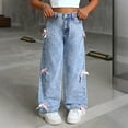 thumbnail image 5 of YESIMOLA High Waisted Wide Leg Jeans Girl Jeans Petite Flare Pants High Yoga Pants Warm Baby Clothes Infant Girl Clothes Gifts for Girls 8-10, Blue 10-11 Years, 5 of 8