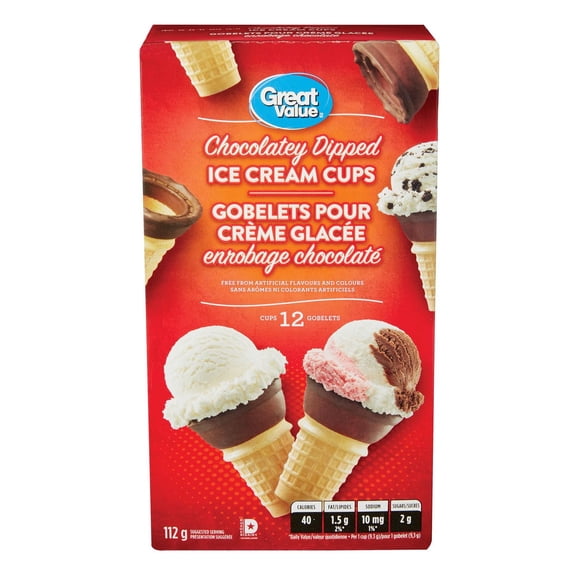 Gobelets pour Crème glacée Great Value avec enrobage chocolaté