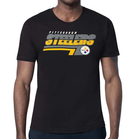 Men's Starter Black Pittsburgh Steelers Logo Push Graphic T-Shirt