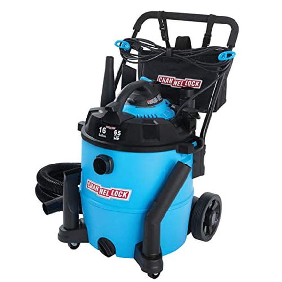 Channellock Wet/Dry Vac 16Gal 6.5Hp - Wheels, Foam Filter, Shopvac - 16 Gallon