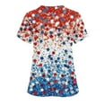 thumbnail image 4 of Gamivast Scrubs for Women Patriotic Star Print V-Neck Short Sleeve Nursing Scrubs with Pockets Quick Dry Moisture Wicking Scrub Tops Nursing Uniform, 4 of 5