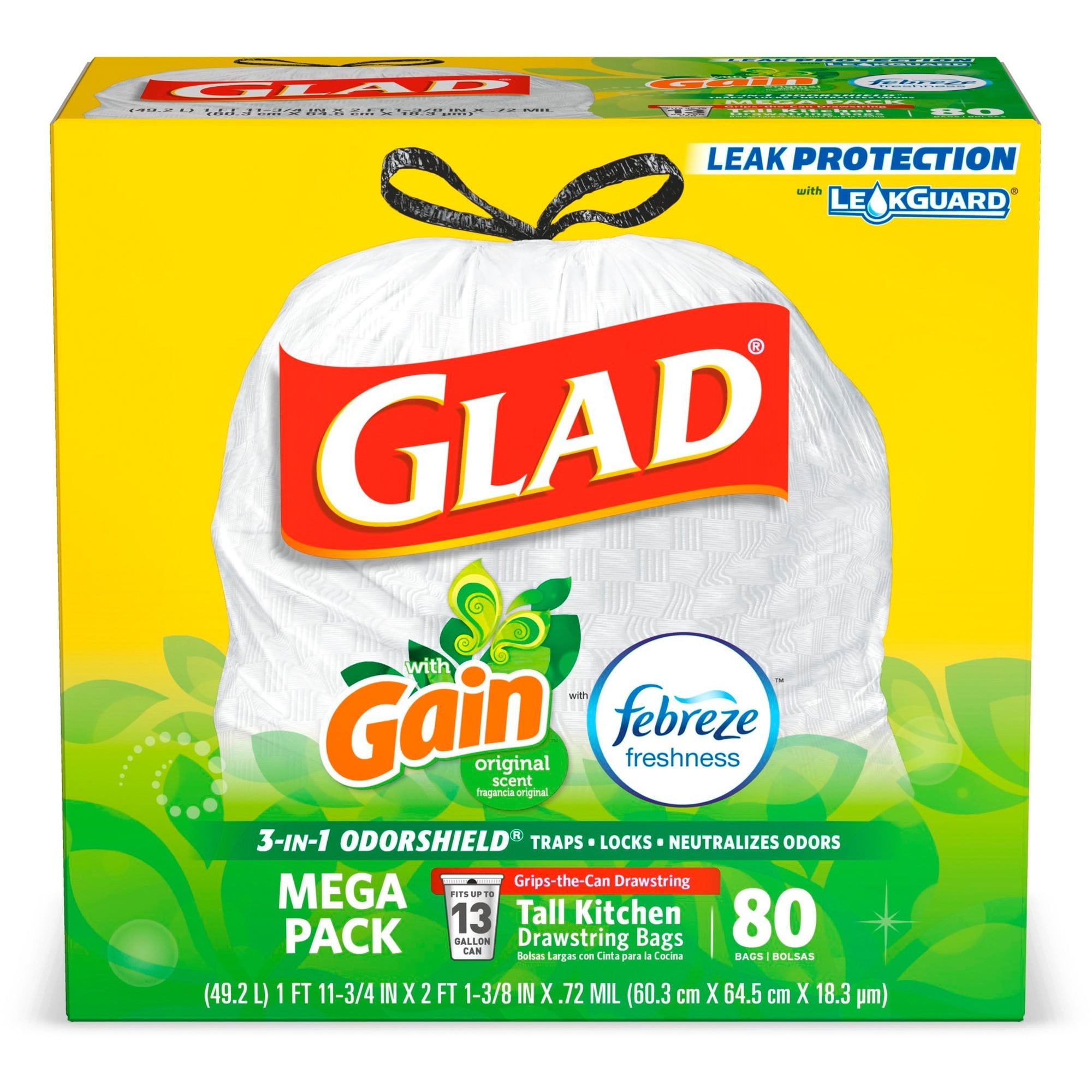 Glad OdorShield 13-gallon Gain Scent Trash Bags