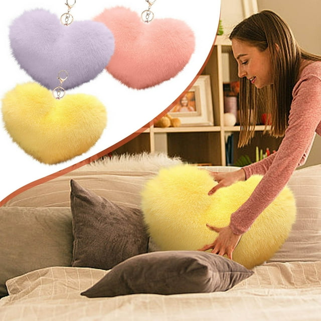 Almohada decorativa en forma de corazón - Cojín decorativo ultra suave de piel sintética para sofá, cama y salón - 18 pulgadas