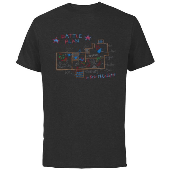 Home Alone Christmas Kevin’s Battle Plan Drawing - Short Sleeve Cotton T-Shirt for Adults - Customized-Black