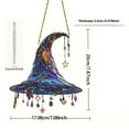 thumbnail image 3 of BinKFF Witch Hats for Halloween Porch Decor, Witch Acrylic Stained Glass Window Hanging Sun Catcher Decor Stained Panel Hangings Wall Halloween Decor, for Friends and Family, 3 of 9