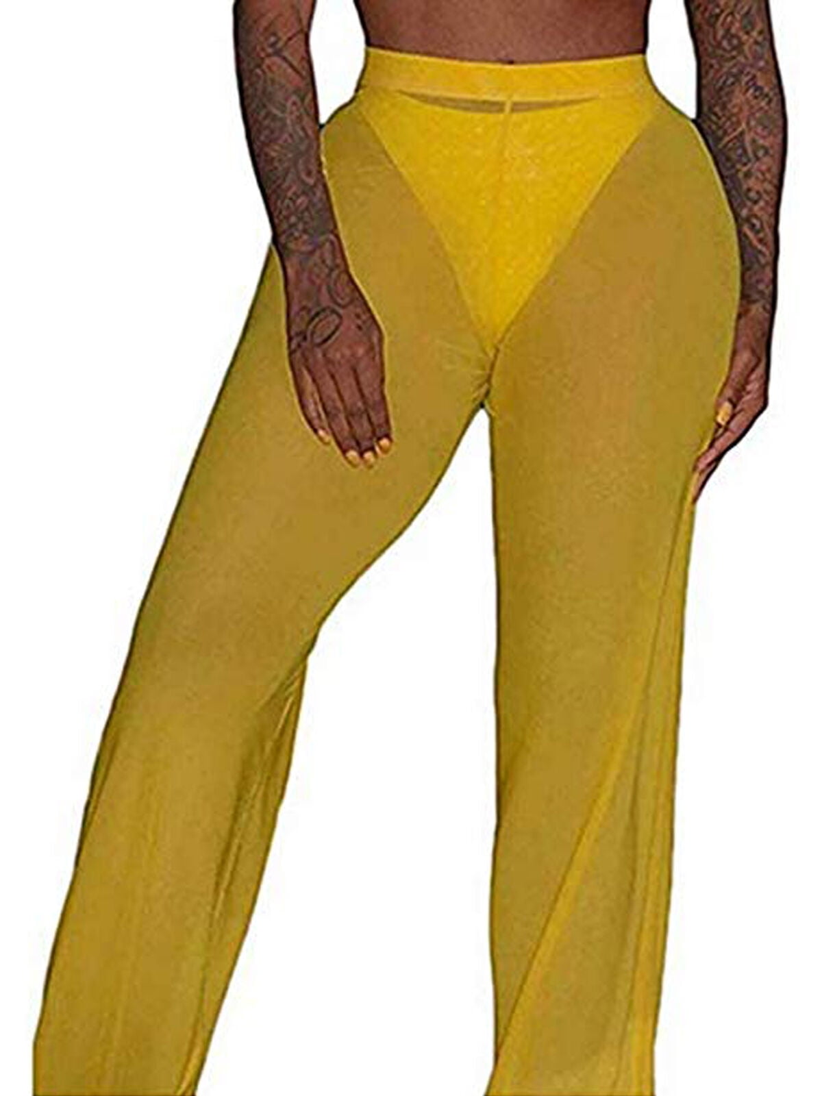 Lookwoild Lookwoild Women Mesh Sheer Trousers Bikini Bottom Cover up