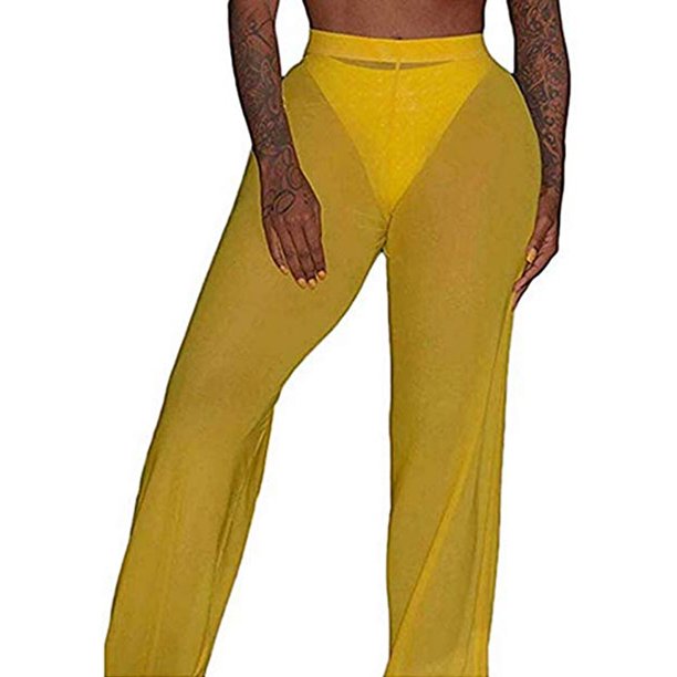 Lookwoild Lookwoild Women Mesh Sheer Trousers Bikini Bottom Cover up