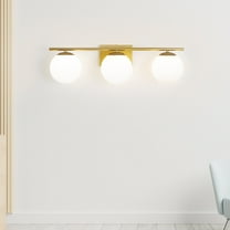 Bathroom Vanity Light Fixtures 3 Lights Gold with Milk White Glass Globe Modern Industrial Bathroom Vanity Light Fixtures Over Mirror