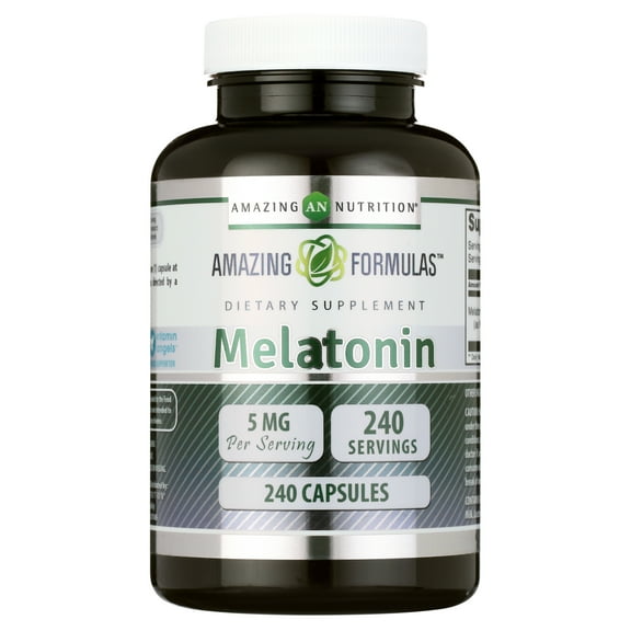 Amazing Formulas Melatonin 5mg Per Serving Supplement | 240 Servings | 240 Capsules | Non-GMO | Gluten Free | Made in USA