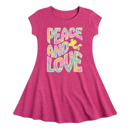 

Peanuts - Peace & Love - Woodstock - Toddler & Youth Girls Fit & Flare Dress