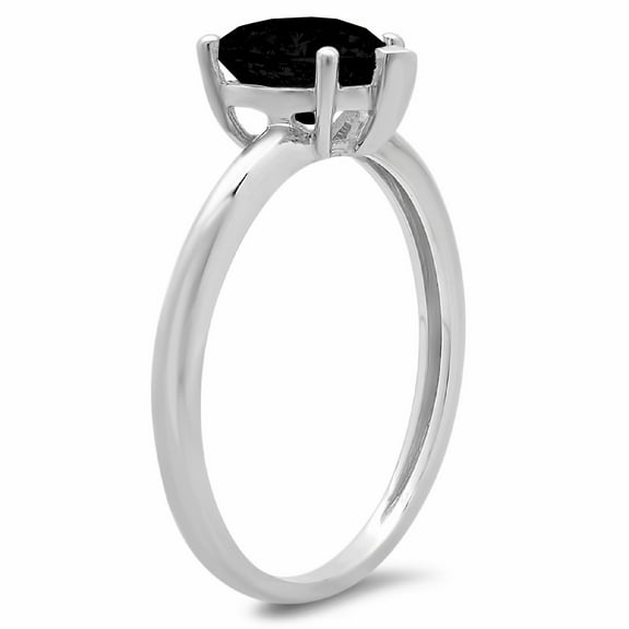 1.25 ct Heart Cut Natural Onyx Solitaire Engagement Ring for Women in 18K White Gold