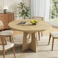 thumbnail image 2 of 59-Inch Extendable Round Dining Table for Dining Room, 4-6 People Farmhouse Oval Wood Expandable Kitchen Dinner Table with Heavy Cross Pedestal for Living Room, Apartment, Light Oak, 2 of 8