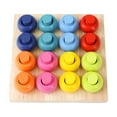 thumbnail image 2 of Wooden Stacking Peg Board Interactive Pegs rings Stacker Early Education Kids, 2 of 8