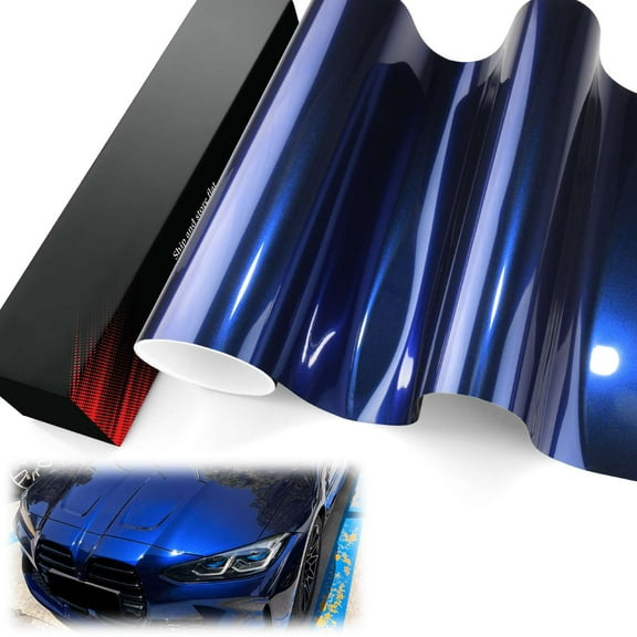 PET Liner Vinyl Super Gloss Metallic Tanzanite Blue Automotive Wrap Car Vehicle Bubble Free Air Release
