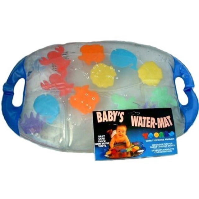 Inflatable Baby Pat and Play Water Mat with 12 Sponge Animals non-toxic Baby Water Mat