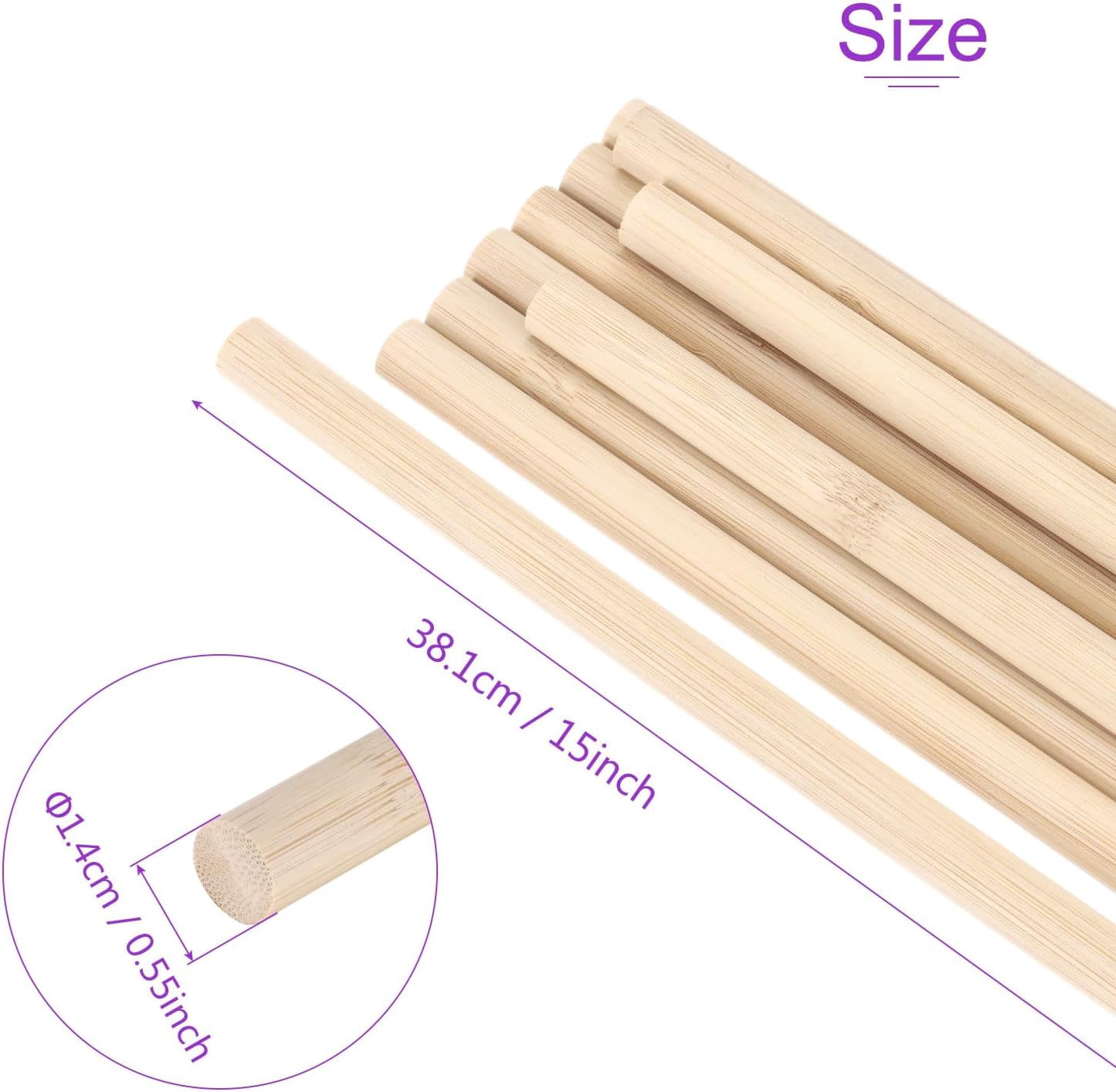 10 Pack 9/16" x 15" Wooden Dowel Rods Unfinished Natural Birch Sticks Wood Craft Sticks for Home Decor Projects and Making DIY Craft,Wood Color