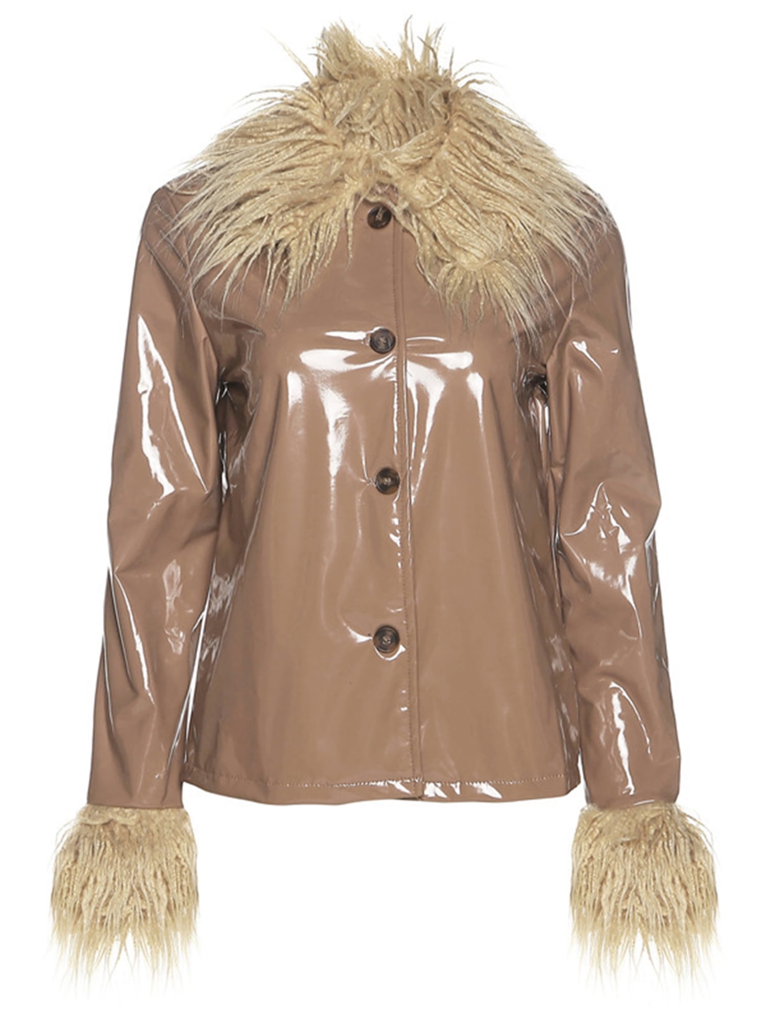 Vintage Leather Jacket Medium Crop Removable Faux Fur Collar Shoulder Pads