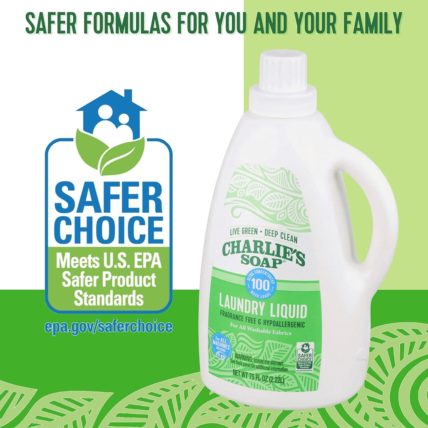 Charlie’s Soap Laundry Liquid (100 Loads, 1 Pack) Baby Gentle 75.0 Fl Oz Natural Deep Cleaning Hypoallergenic Laundry Detergent – Eco-Friendly, Safe and Effective