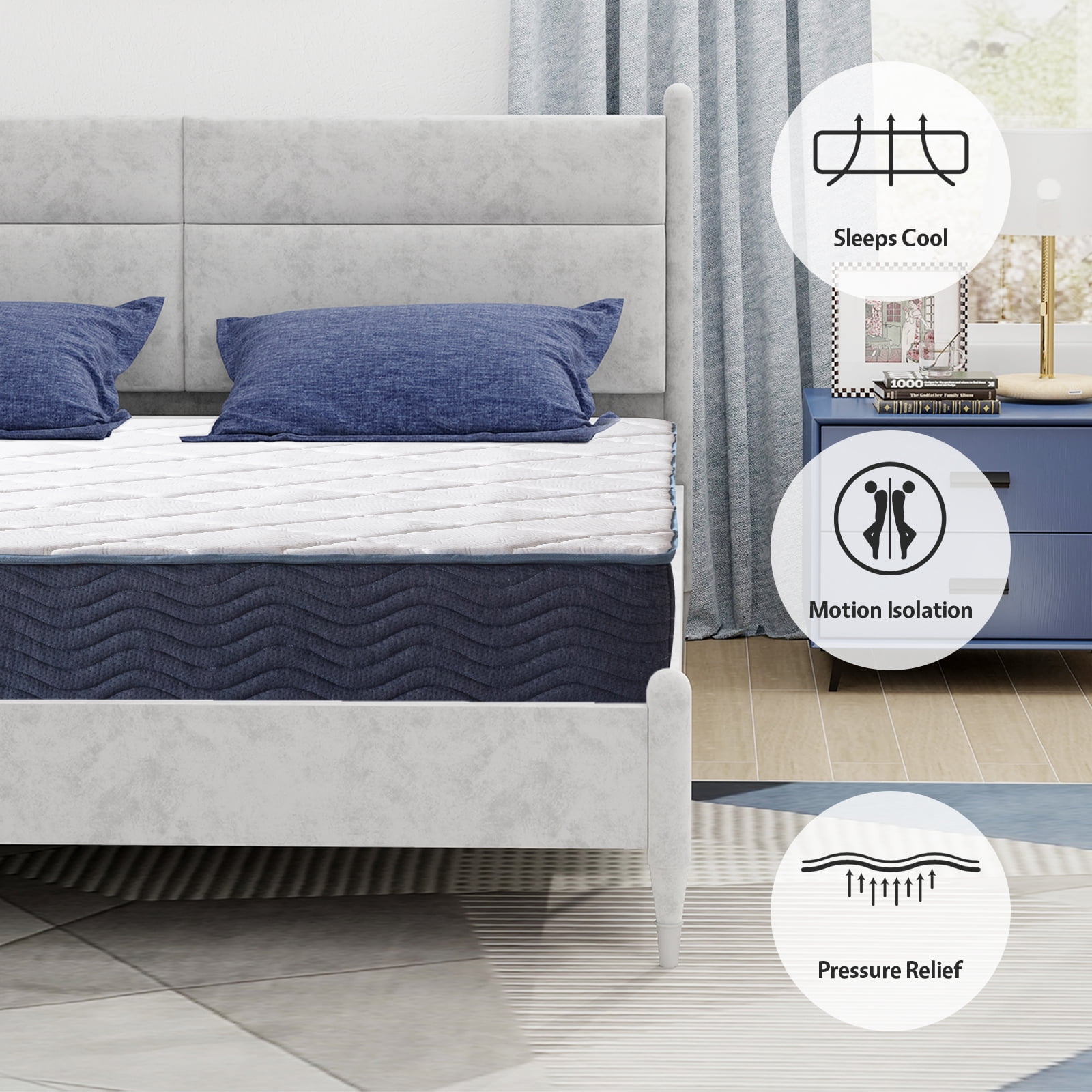 Queen Mattress, 9" Gel Memory Foam Mattress with Removable Cover Mattress in a Box Medium Firm Mattress