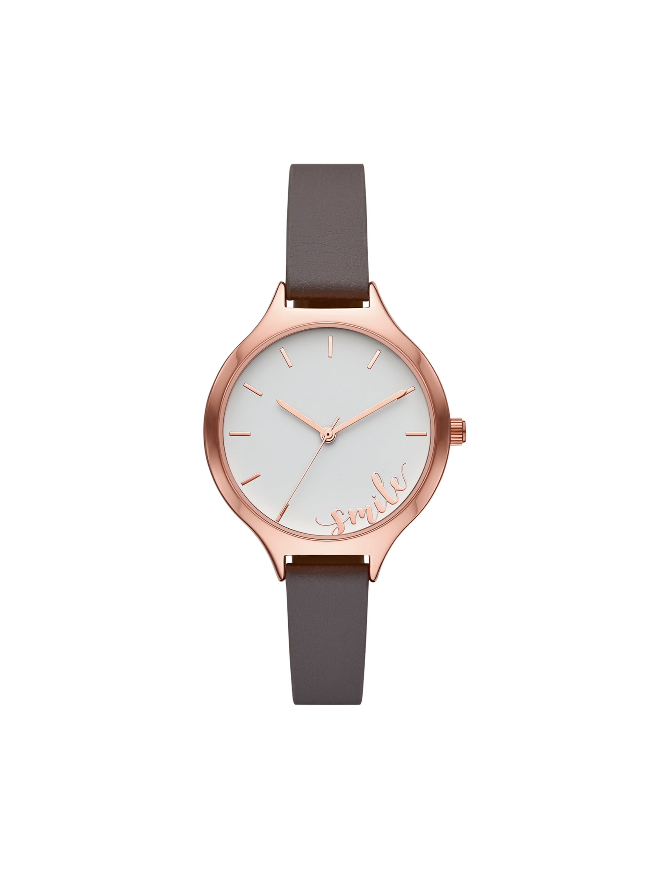 Time and Tru Ladies' Wrist Watch with Rose Gold Tone Round Case and ...