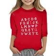 thumbnail image 1 of XASZHN T-Shirt Mode Fonctionnel Col Rond Manches Trois-Quarts Imprimé Décontracté pour Filles Rouge 7-8 Ans, 1 of 4