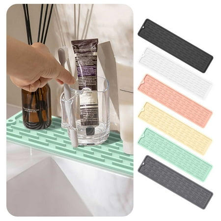 

Ludlz Drying Pad Hanging Hole Food Grade Flexible Quick Drain Silicone Anti-deformed Anti-slip Faucet Mat Kitchen Accessories for Daily Use