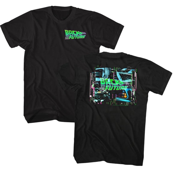 Back To The Future NEONBTTF Black Adult Short Sleeves T-Shirt