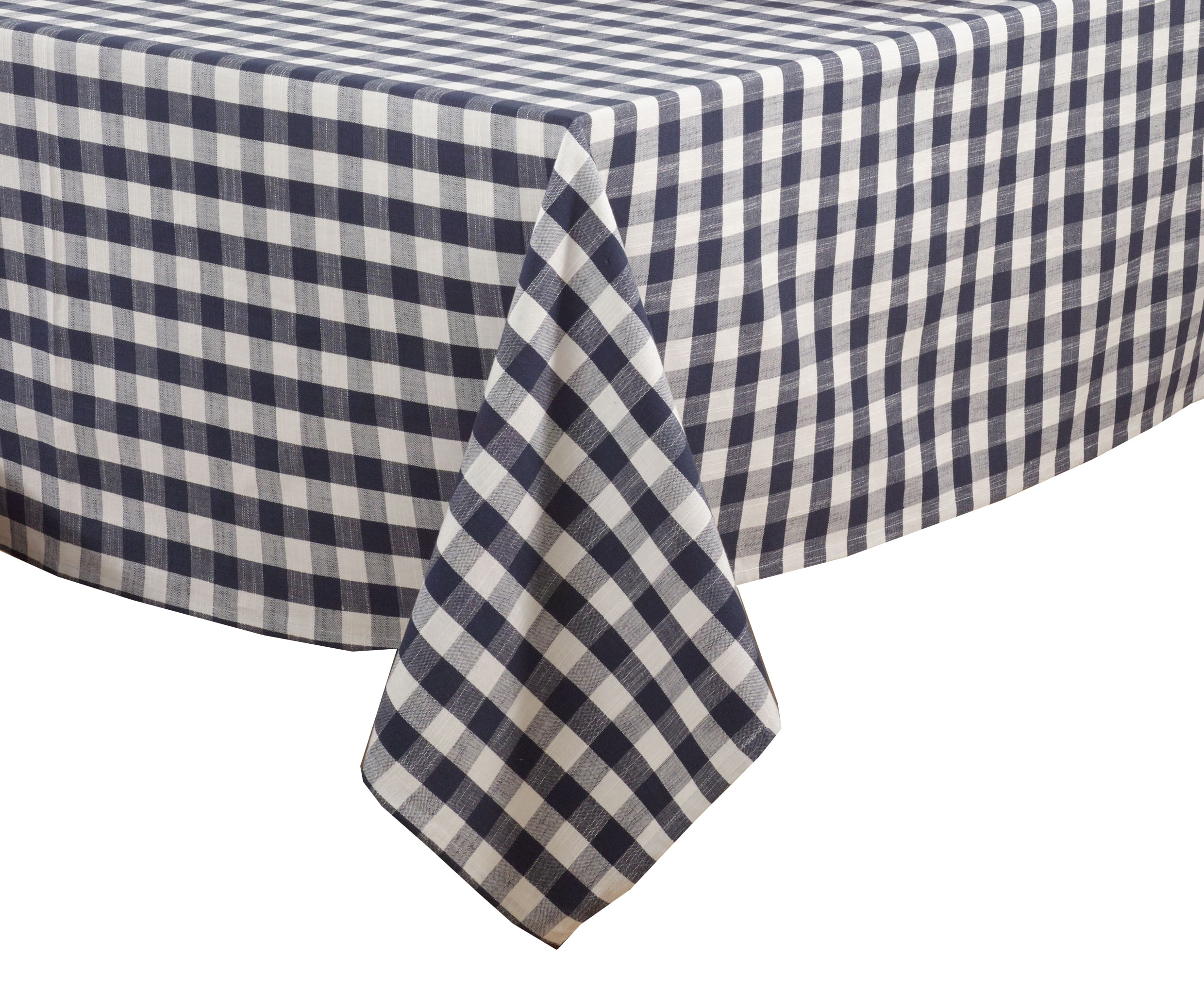 Fennco Styles Gingham Plaid Cotton Square Tablecloth 72"x72" (Navy Blue ...
