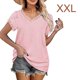 thumbnail image 3 of Sonducket Camiseta de algodón para mujer, camiseta holgada de encaje de Color sólido, Top de verano para viajes, vacaciones en la playa, deportes, Prendas para la parte del cuerpo Rosa  XXL Sonducket AP010362-05, 3 of 6