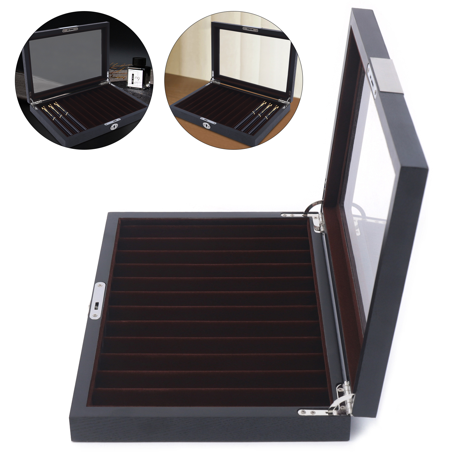 12 Pens 32*22*5.5cm Wood Pen Display Box Luxury Fountain Pen Collector for Ountain Pens Gel Pens Ballpoint Pens