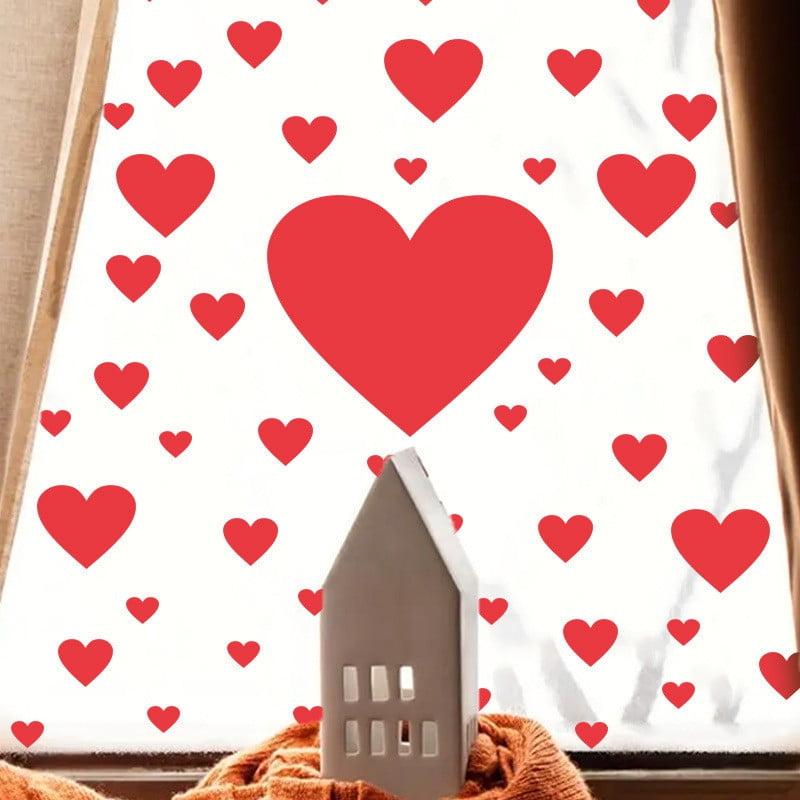 RuiJiao Hearts-Shape Valentine's Day Window Clings for Valentine's Decoration Wedding Party Birthday Party Supplies Refrigerator Stickers Toilet Stickers