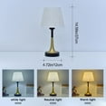 thumbnail image 3 of Lámpara de mesa táctil con puertos de carga USB y control remoto | 3 temperaturas de color y lámpara de noche LED regulable | Pantalla de tela de lino para dormitorio y sala de estar | Acabado dorado, 3 of 8