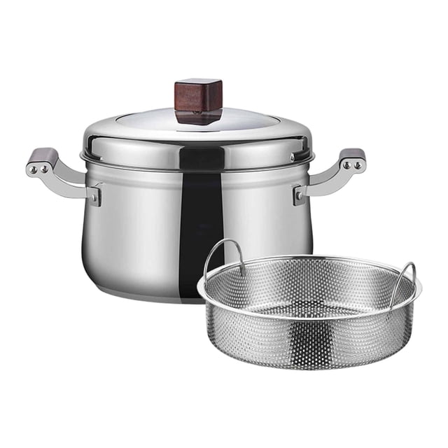 DOLITY Stainless Steel Steamer Pot Portable Steaming Pot for Home Travel Restaurant 24cm