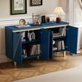 thumbnail image 3 of Tcbosik 60" Buffet Cabinet w/Storage, Coffee Bar Cabinet with Adjustable Shelves and 4 Doors, Modern Kitchen Cupboard, Sideboard Cabinet for Dining Room, Living Room, Hallway, Dark Navy & Light Navy, 3 of 10