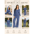 thumbnail image 6 of DOKOTOO Sweatsuits for Women 2 Piece Outfits Oversized Casual V Neck Sweatshirt with Wide Leg Sweatpants Tracksuit Jogger Set, 6 of 10