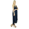 thumbnail image 4 of Bimba Women Blue Cotton Mid Calf Dress Asymmetrical Dress Sapaghetti Strap, 4 of 6
