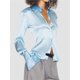 thumbnail image 4 of Camisas de Satén de Seda con Botones para Mujer, Blusas de Larga, Camisas de Mujer Azul L, 4 of 8