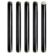 1/2 x 36 Inch Black Steel Pipe (5-Pack), Heavy Duty Industrial Malleable Iron Pipes, Pre Cut Threaded Nipple Great For All DIY Furniture And Black Pipe Shelving