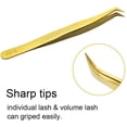 thumbnail image 2 of NAGARAKU Tweezers for Eyelash Extensions Gold Curved Angled Volume Cluster Eyelashes easy Fanning Premade Fans Tweezers Stainless Steel Precision Light （N-04）, 2 of 8