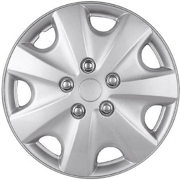 KT Seven Spoke Design Silver ABS 14Inch Hub Caps (Set of 4) Walmart