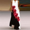thumbnail image 2 of Robes d'Été pour Femmes Robe Maxi Sans Manches à Imprimé Col en V Robe de Soirée d'Été avec Poches, 2 of 4