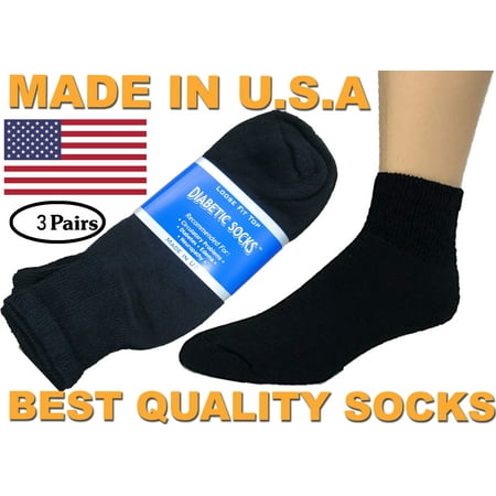 Creswell 3 Pairs Of Mens Black Diabetic Ankle Socks 13-15 Size MADE IN (Best Gift For Diabetic Man)