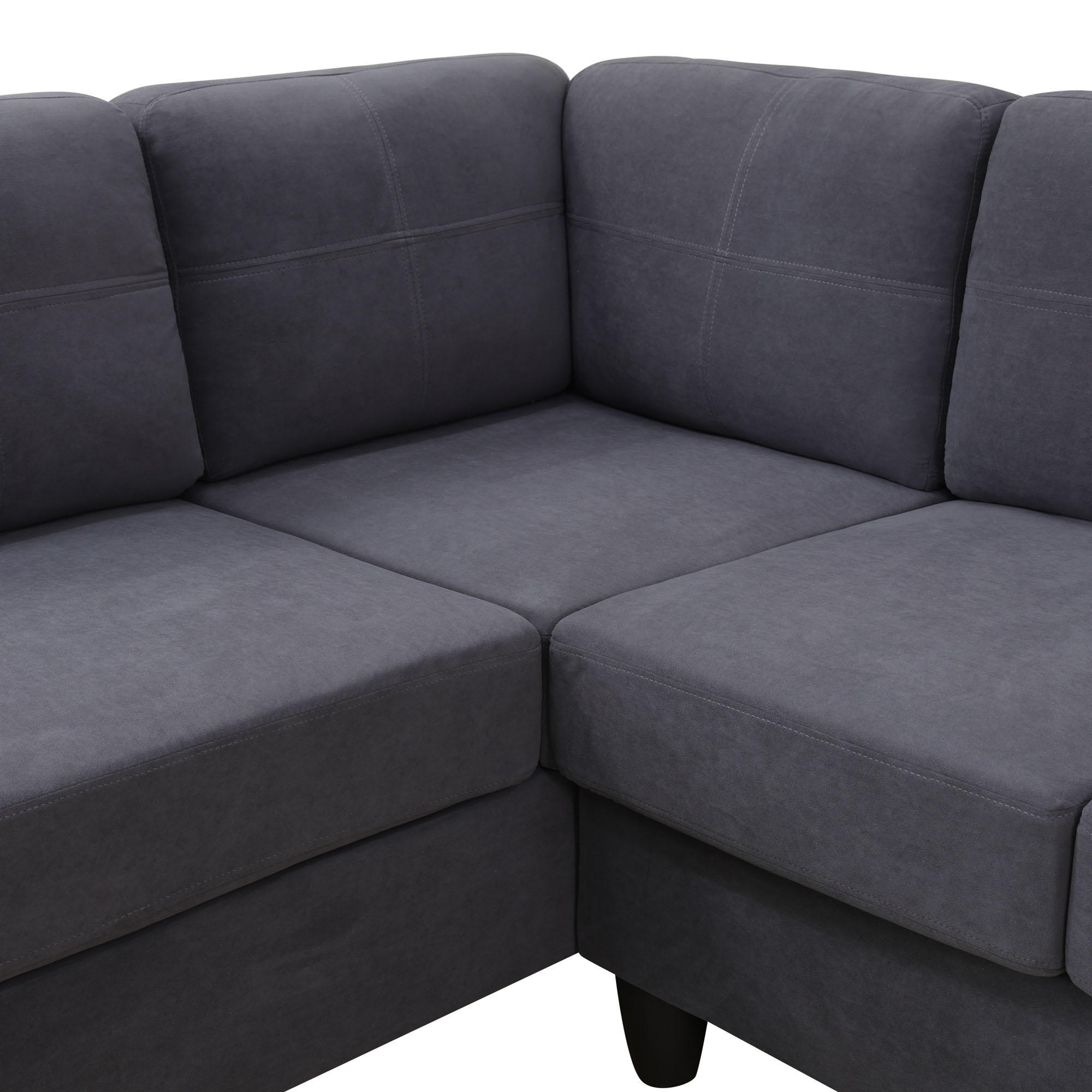 MAYEERTY 96" L-Shaped Sectional Sofa, Breathable Sackcloth 2-Piece Modular Couch Sofa Set, Dark Grey (Left)