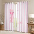 thumbnail image 2 of Manfei Pink Ribbon Bow Tie Curtains and Drapes Pack of 2 (52x63 Each),Alphabet L Pattern Black Out Curtains, 2 of 6
