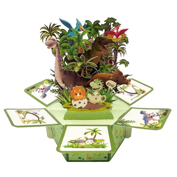 Sakiika Pop Up Card with Dinosaur Design, Handmade 3D Popup Birthday Cards for Daughter, Son, Nephew, Niece, Kids on any Occasion