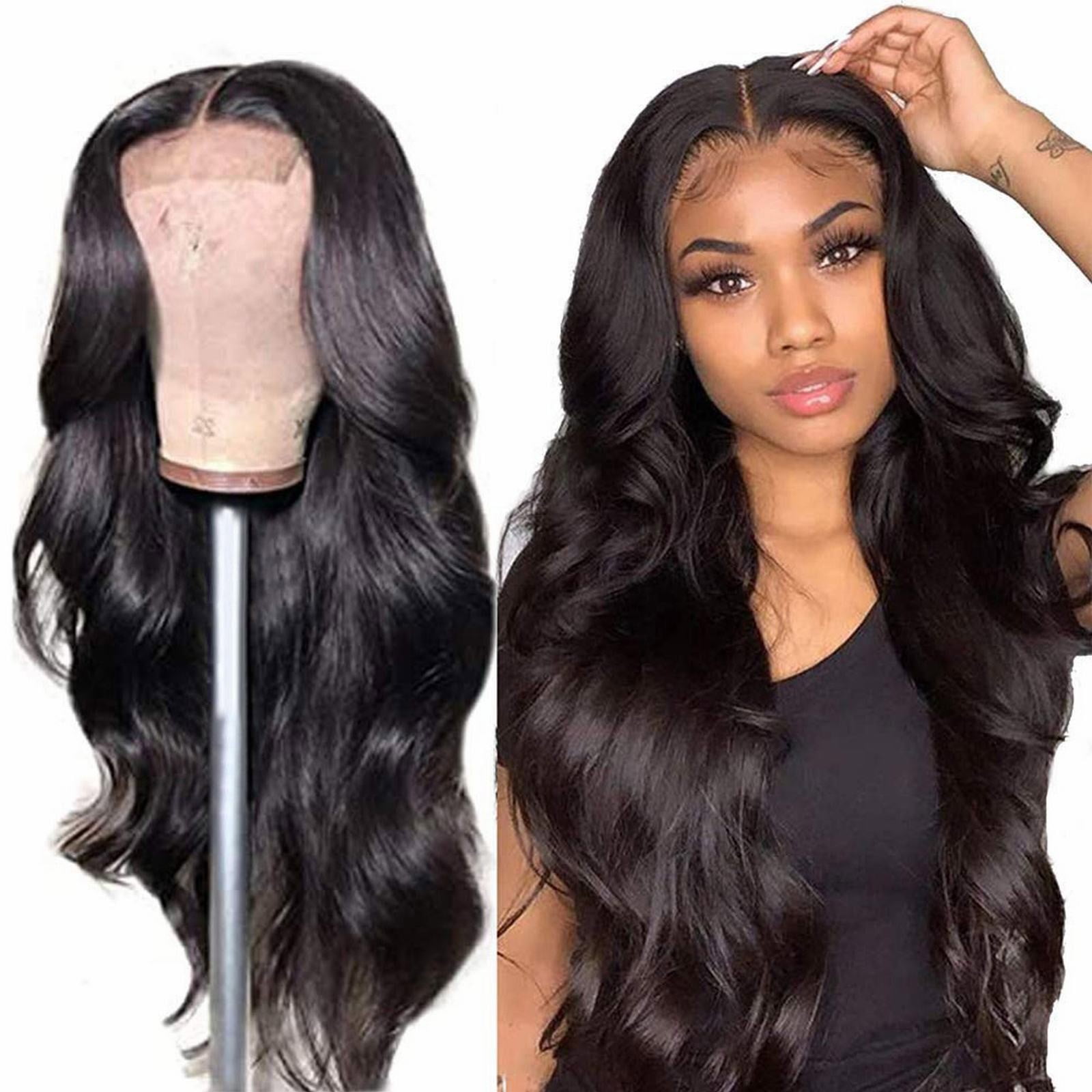 Lace Front Wigs Human Hair Front Lace Wig, Medium Split Large Wave Long