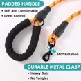 thumbnail image 3 of Dog Leash for Medium & Large Dogs, 5FT x 1/2in Heavy Duty Rope Leash with Padded Handle, Highly Reflective Threads & Swivel Clip, No Tangle for Walking Training, Orange, 3 of 6